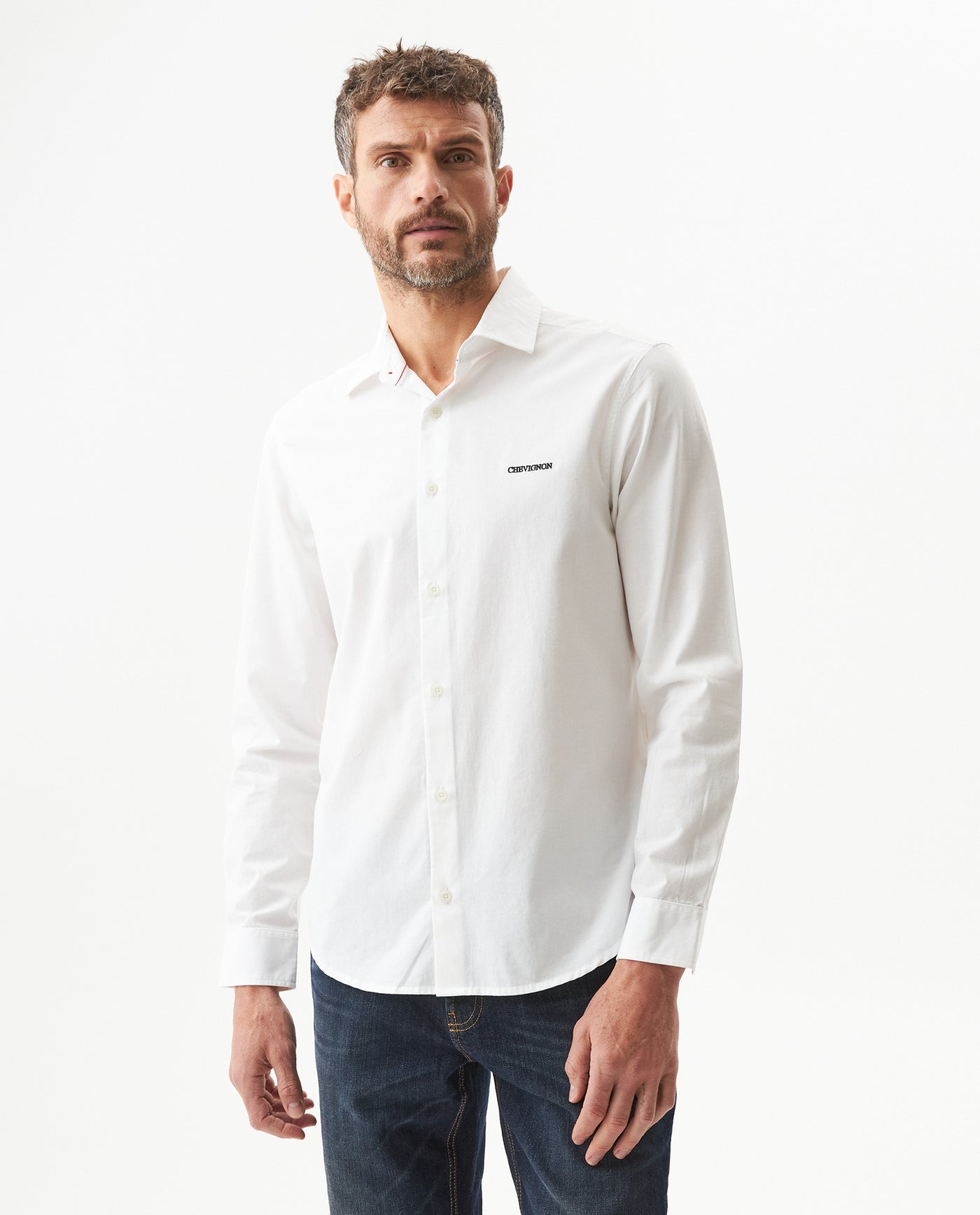Men’s Long Sleeve Slim Fit Shirt Performance Fabric in Cotton, Grandeur 619G015 - 1
