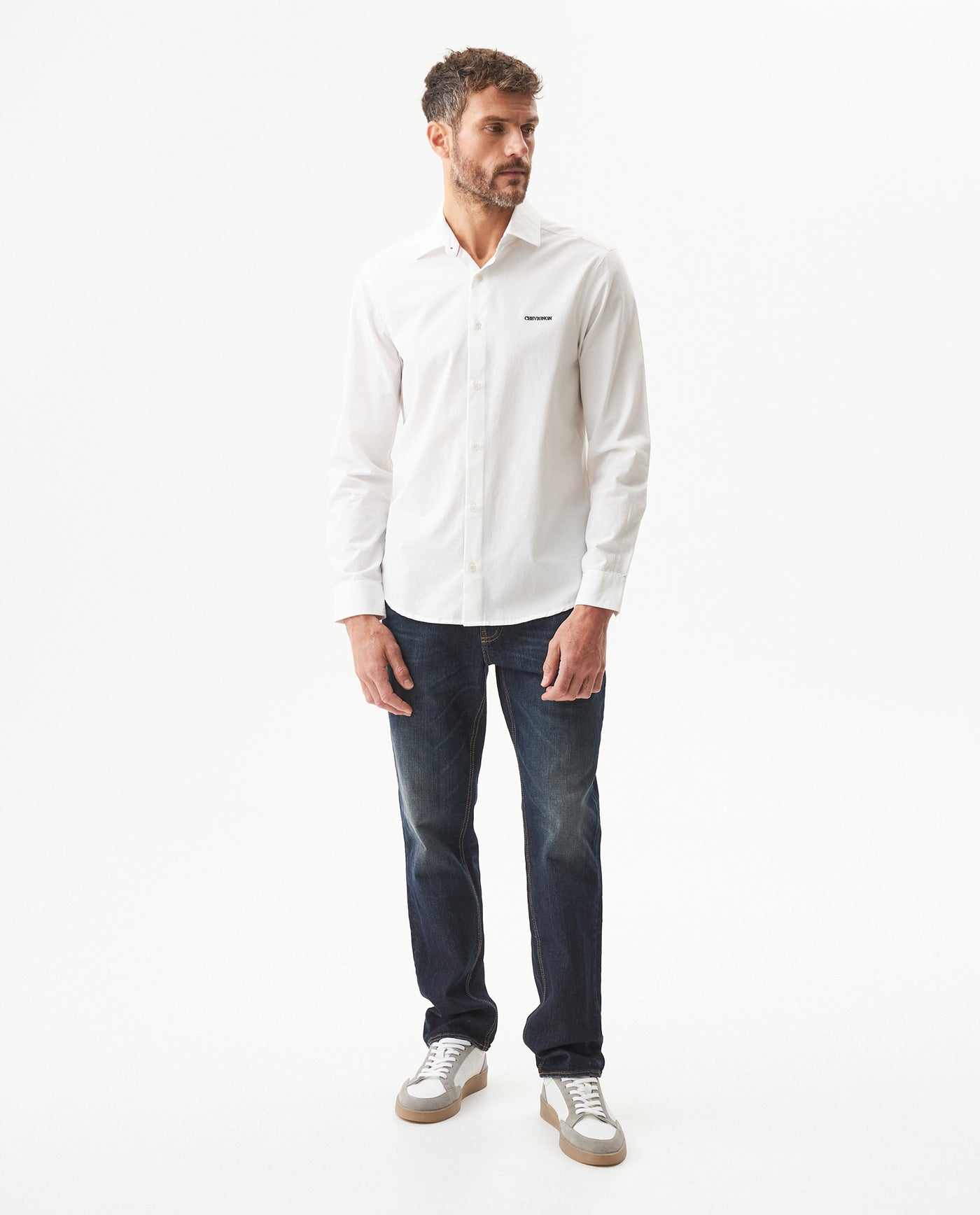 Men’s Long Sleeve Slim Fit Shirt Performance Fabric in Cotton, Grandeur 619G015 - 3