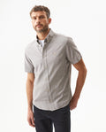 Men's Short Sleeve Slim Fit Shirt in Cotton-Tencel Blend Lighthouse