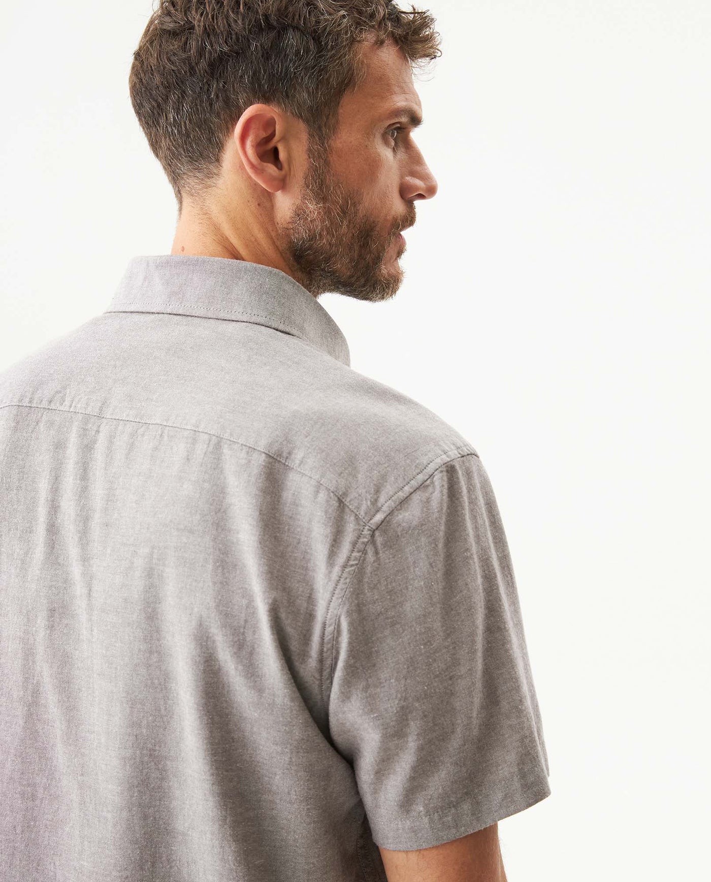 Men's Short Sleeve Slim Fit Shirt in Cotton-Tencel Blend, Lighthouse 619G018 - 6