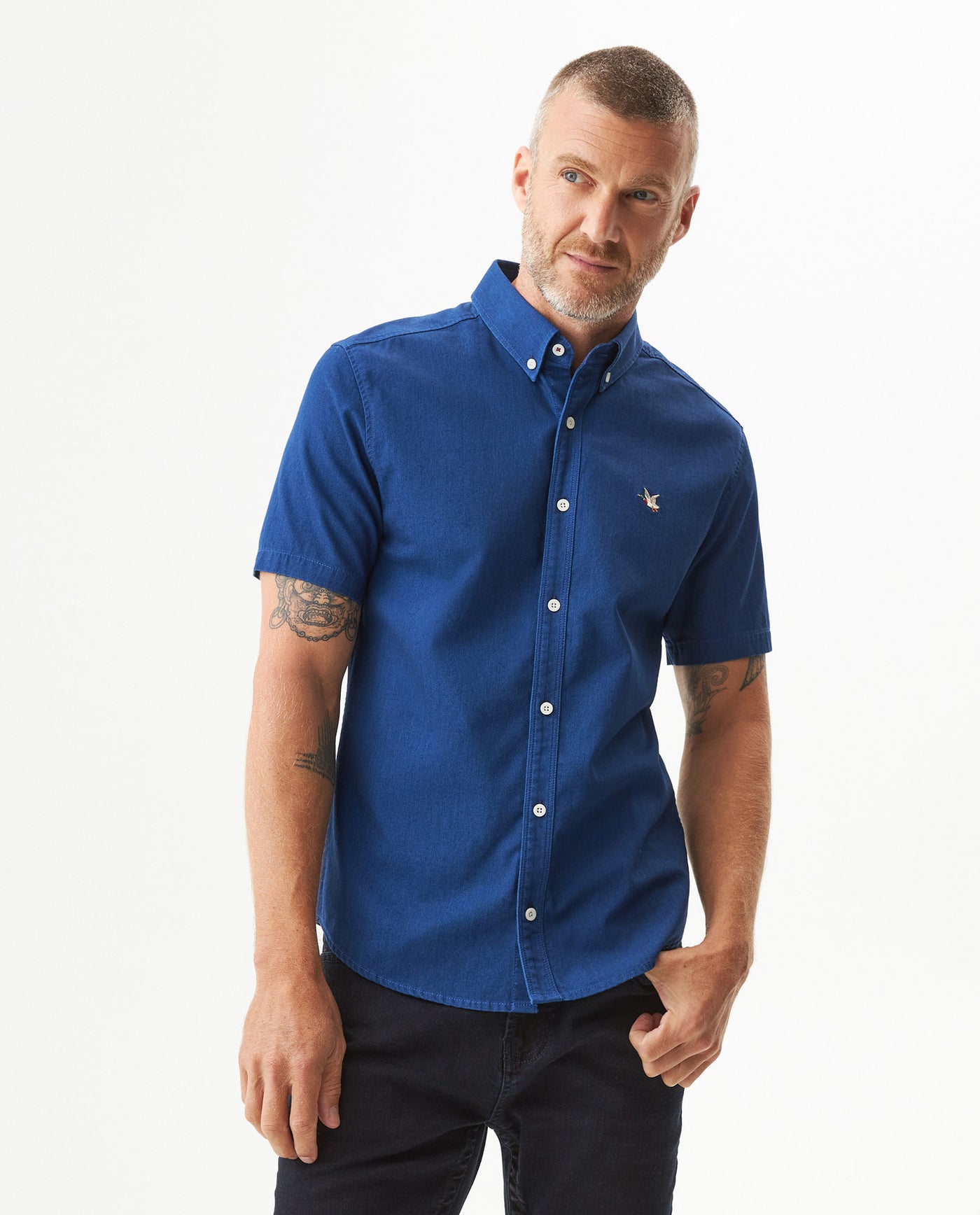 Men's Short Sleeve Relaxed Fit Button-Down Shirt, Shipyard 619G019 - 1