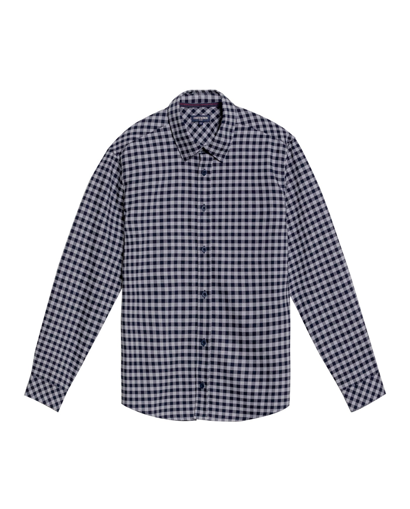 Men's Long Sleeve Slim Fit Checkered Shirt in Cotton-Linen, Stardust 619G036 - 2