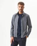 Men's Long Sleeve Slim Fit Checkered Shirt in Cotton-Linen Stardust