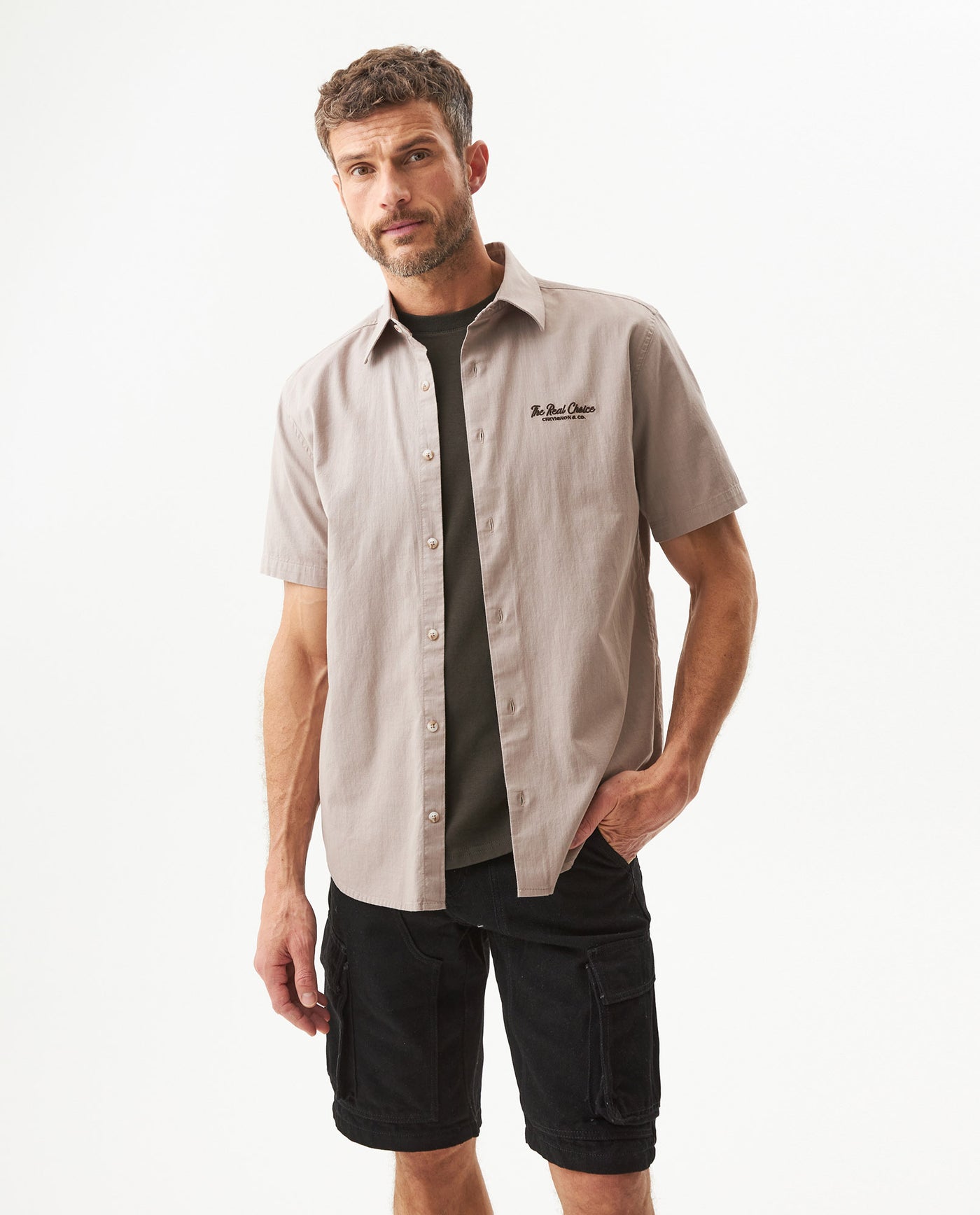 Men's Short Sleeve Classic Fit Shirt in Cotton, Glimmer 619G038 - 1