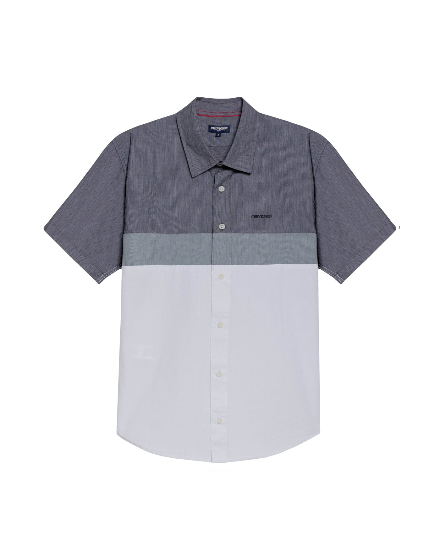 Men's Short Sleeve Slim Fit Color Block Shirt in Cotton, Boathouse 619G040 - 2
