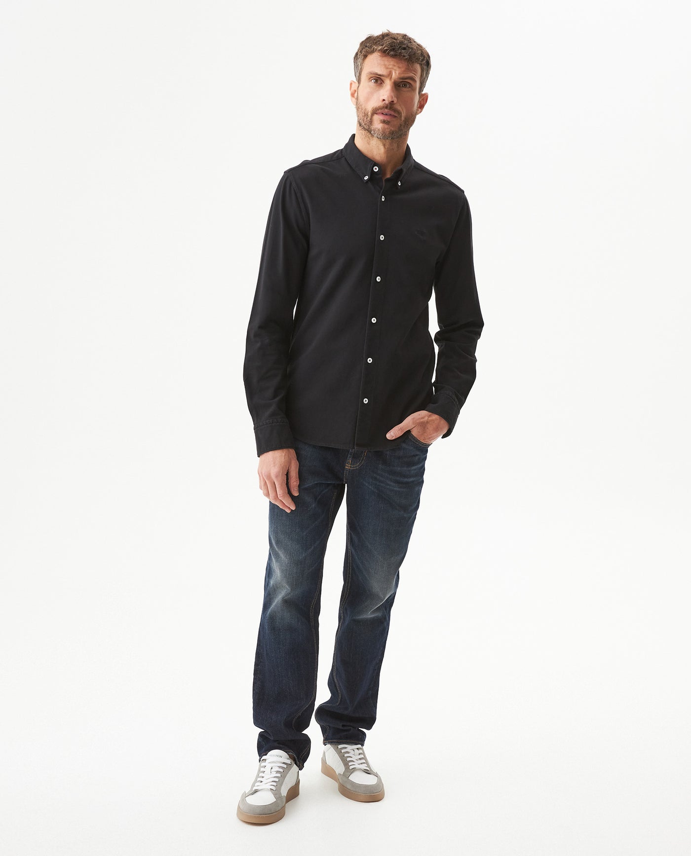 Men's Long Sleeve Slim Fit Heavy Knit Shirt, Pier - 3