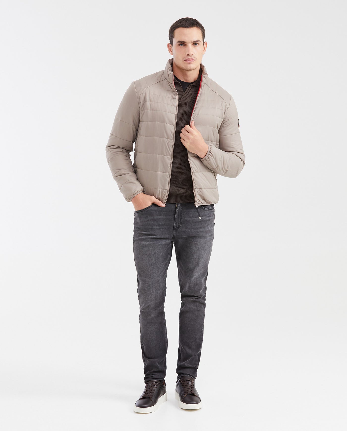 Mens Packable Quilted Jacket Water-Resistant in Polyamide - Gray 63_620G000_GRI171212_3