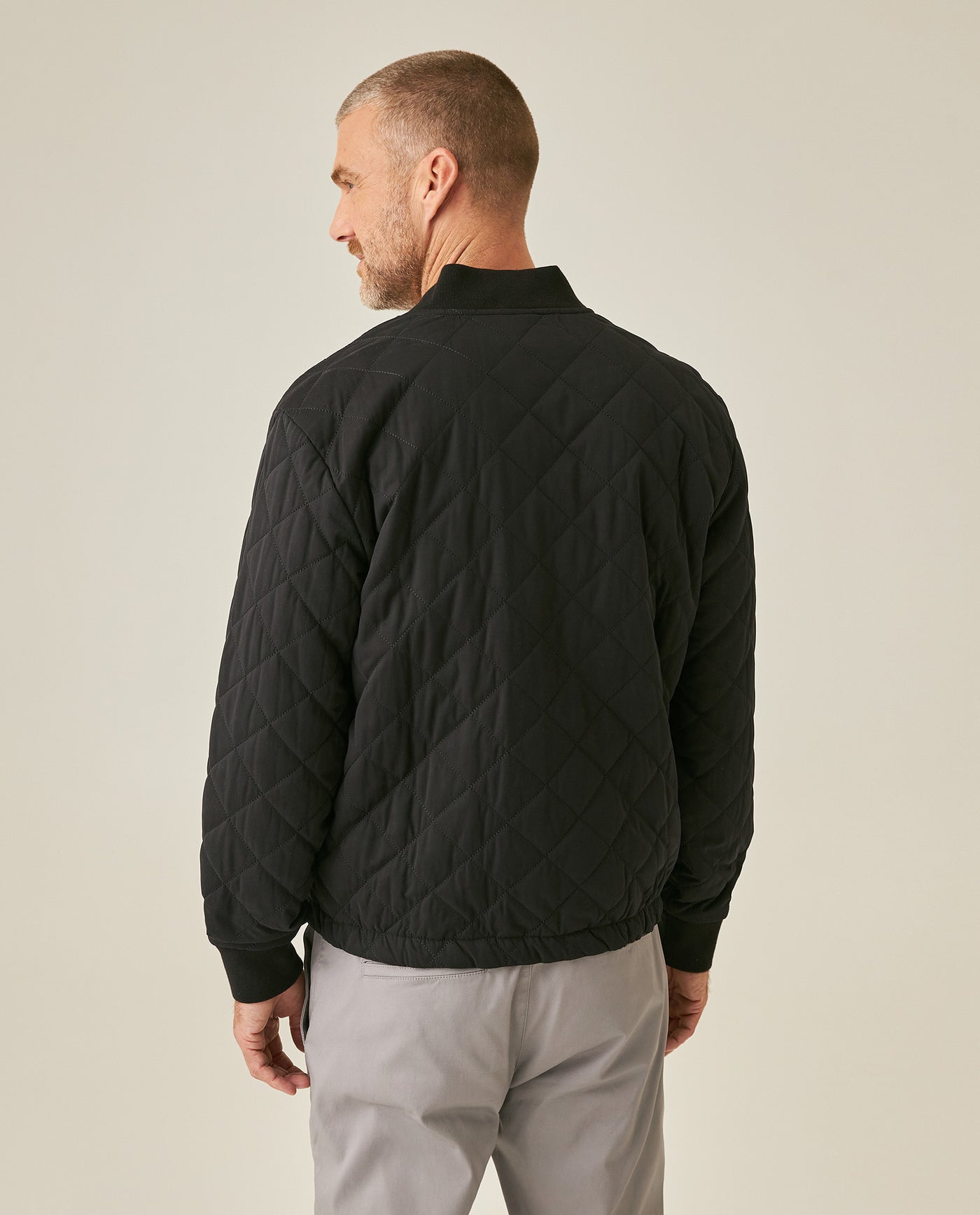 Mens Jacket Quilted Diamond Polyester Cotton Duck Print Lining - Black 63_621H009_NEG194004_6