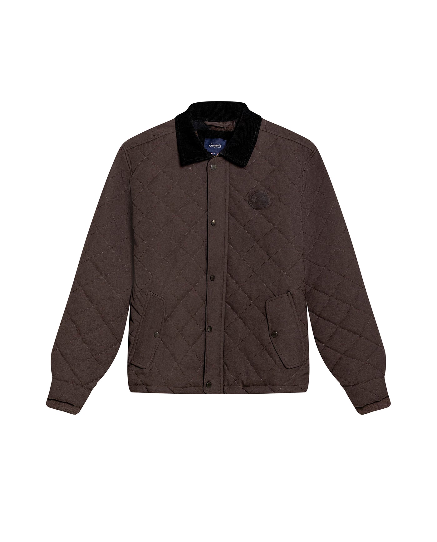 Mens Jacket Quilted Corduroy Pieces Polyester Cotton Plaid Fleece Lining - Brown 63_621H011_CAF191016_3