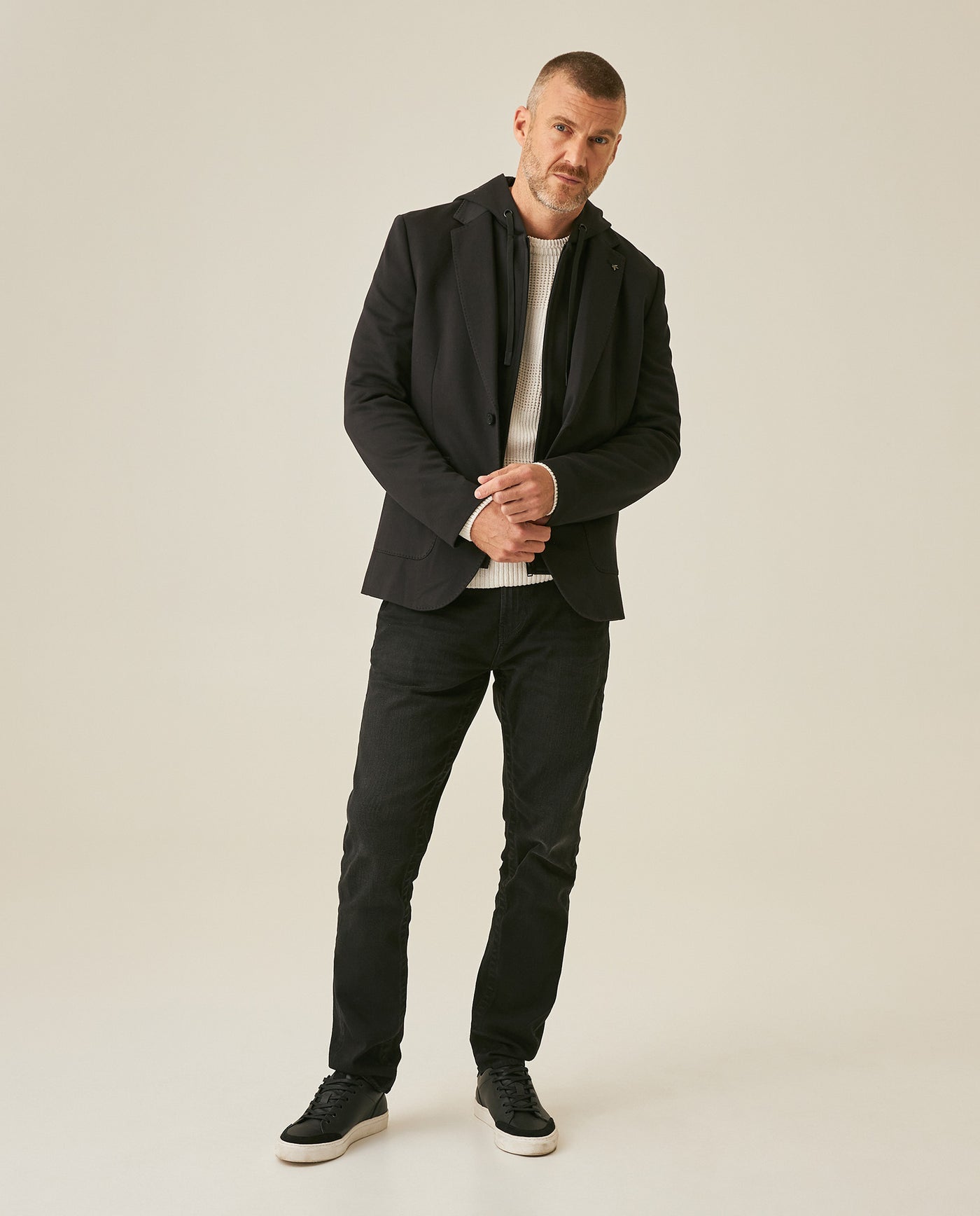 Mens Blazer Removable Hood Polyester Cotton Elastane Removable Internal Piece - Black 63_621H050_NEG194007_4