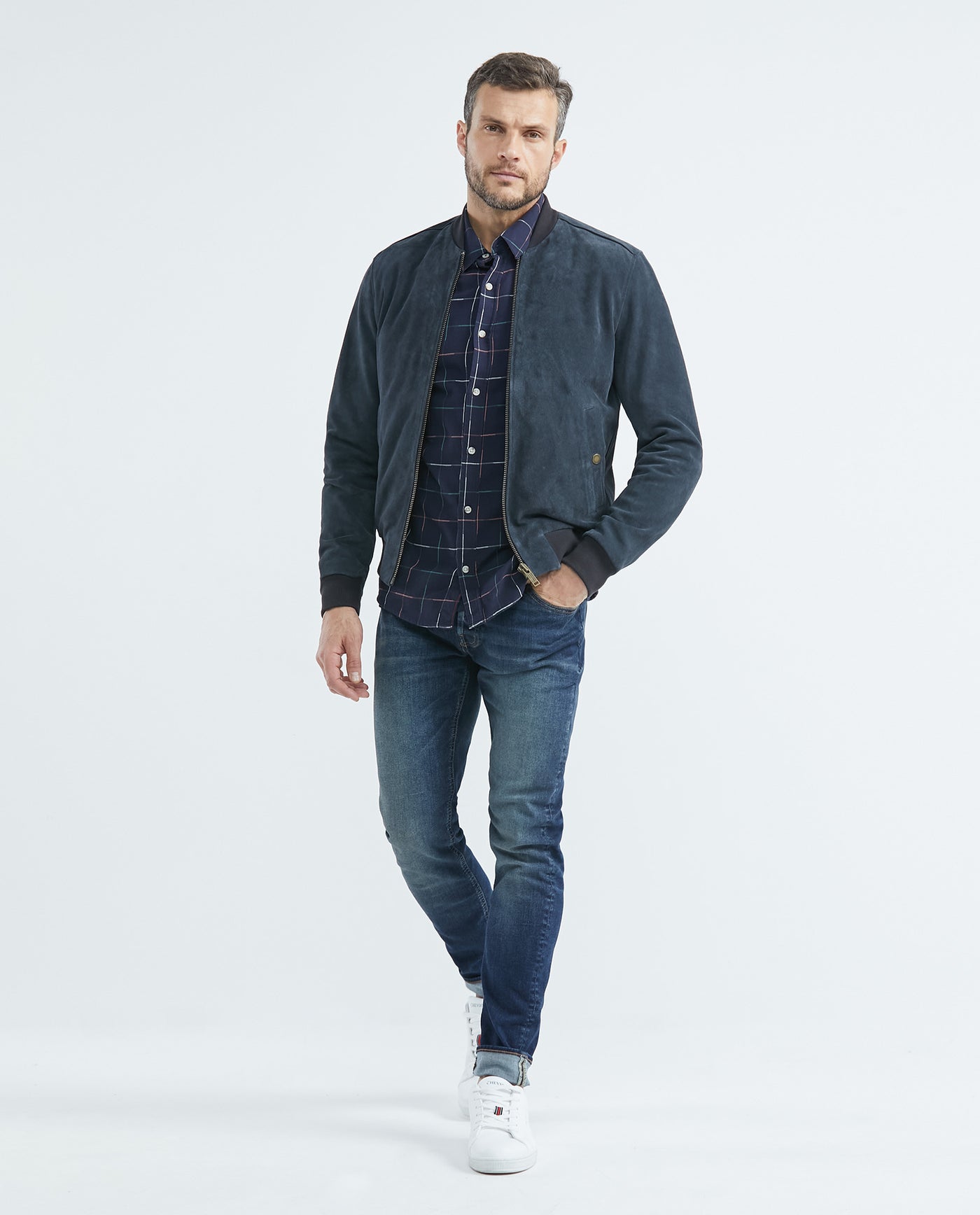 Men's Teddy Jacket Calfskin High Collar - 1