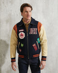 Men's Wool and Leather Jacket - Blue