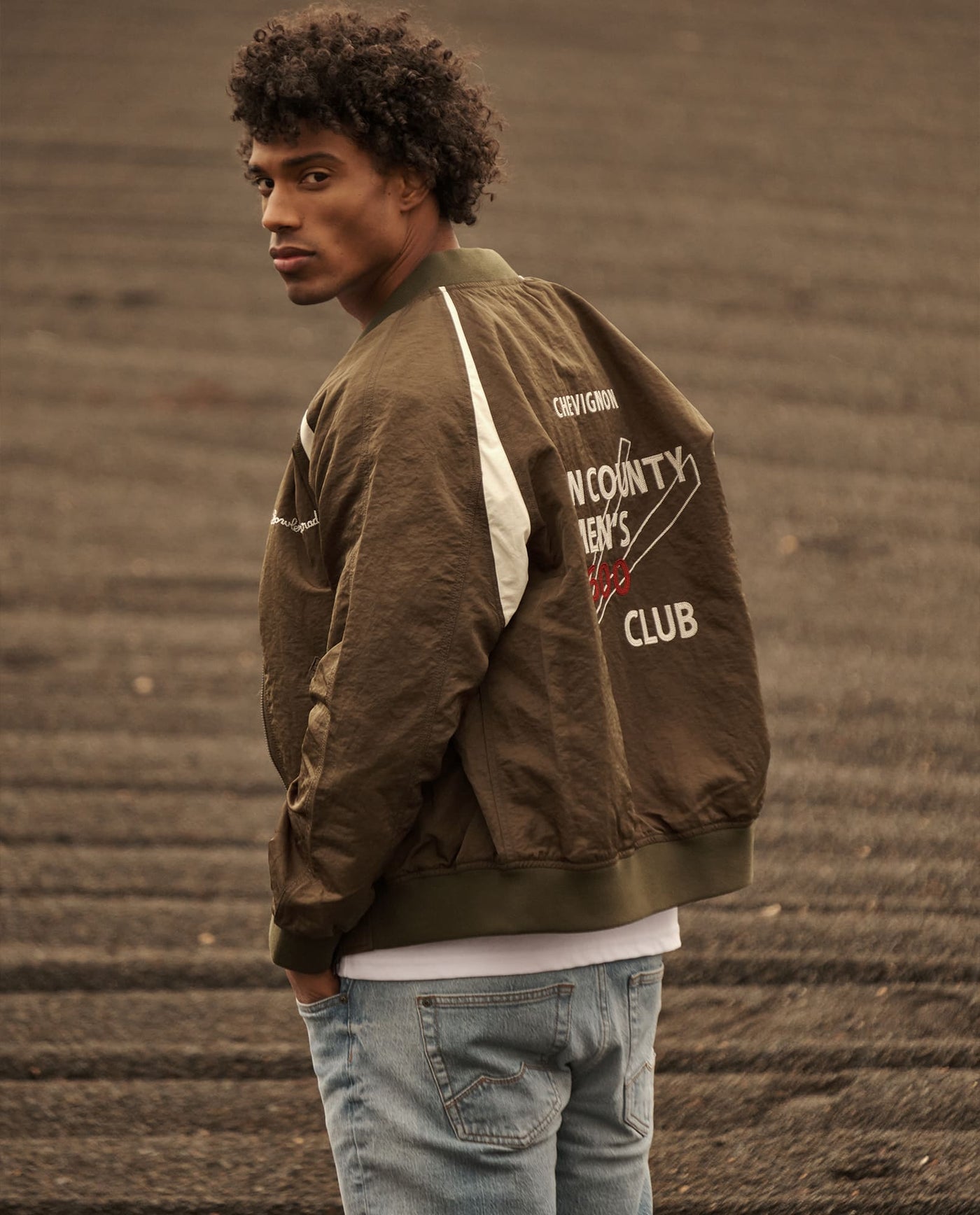 Men's Vintage Varsity Jacket White Contrast in Polyamide - 1