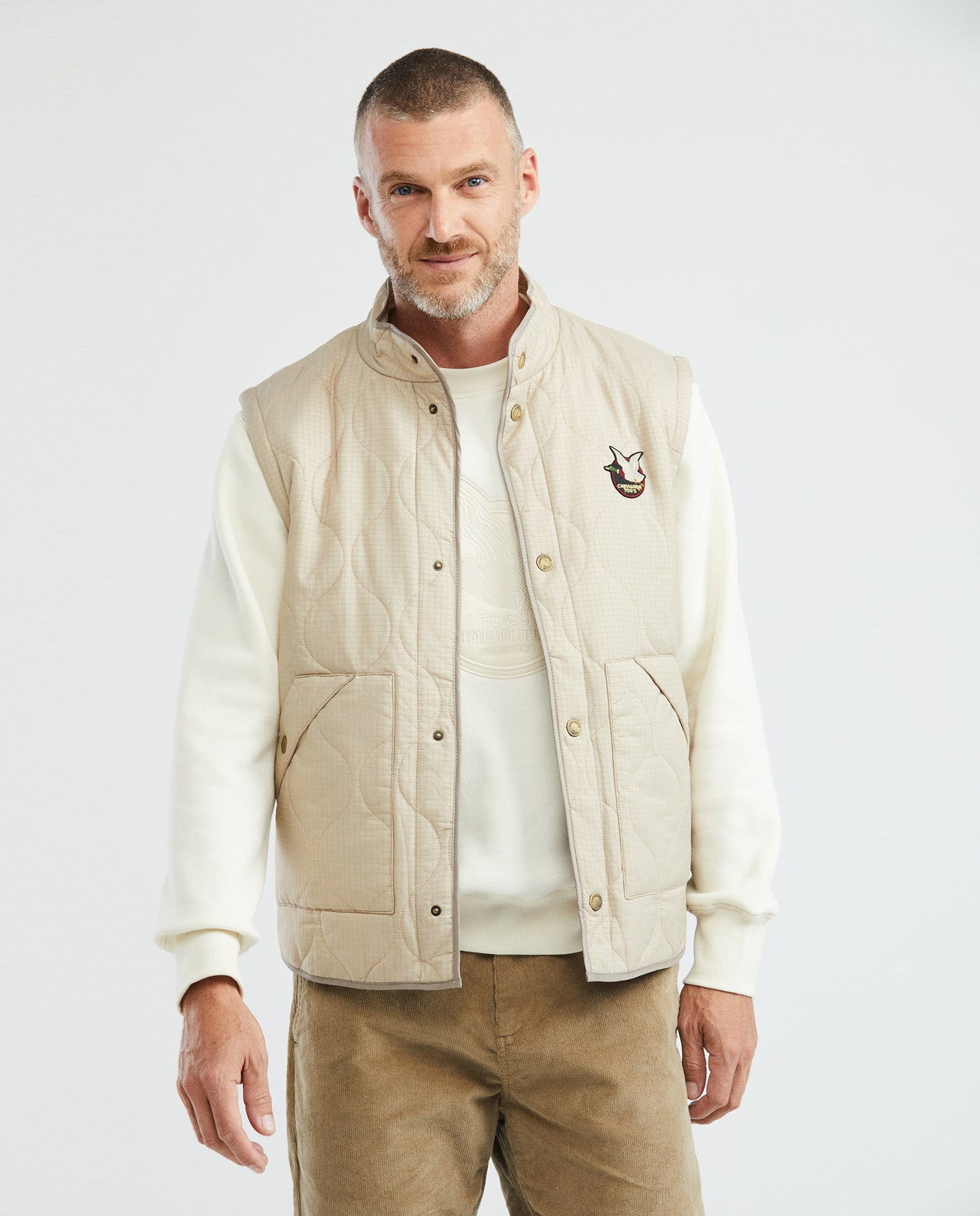 Men's Puffer High Neck Quilted Jacket Removable Sleeves in - 7