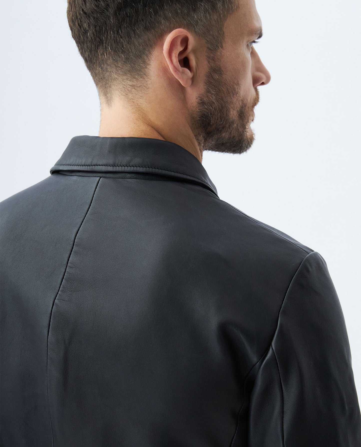 Men's Varsity Leather Jacket Lambskin Elastic Details - 5