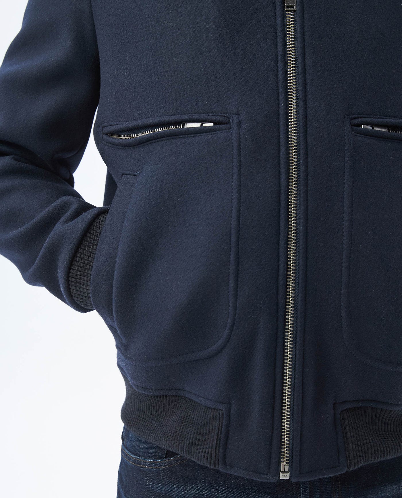 Mens Gyver Wool Trucker Jacket with Contrast Pile Collar in Wool-Polyamide - Blue 63_627E458_AZU194050_5