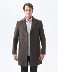 Men's Long Jacket Wool and Polyester - Brown