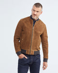 Men's Suede Leather Bomber Jacket