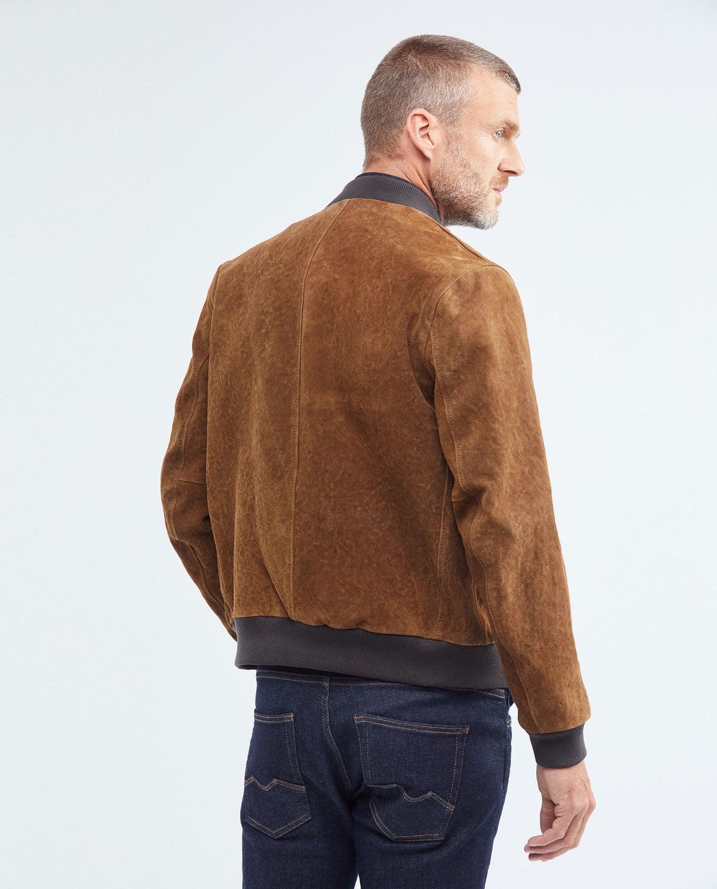 Men's Embroidered Lambskin Jacket Oversize Ribbed Printed Lining - 5