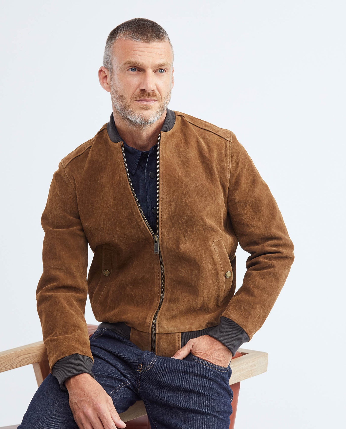 Men's Embroidered Lambskin Jacket Oversize Ribbed Printed Lining - 7