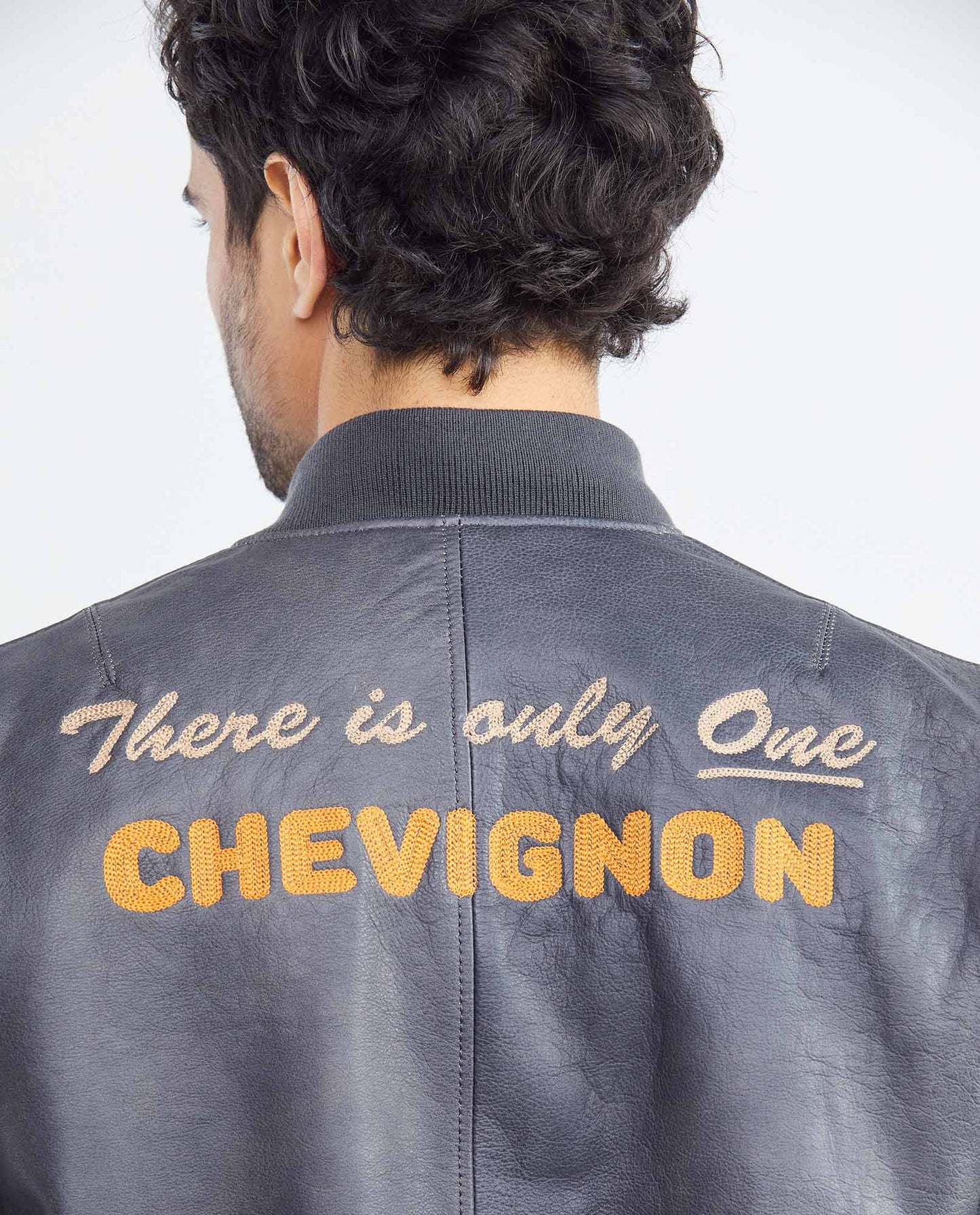 Men's Leather Jacket - Blue - 8