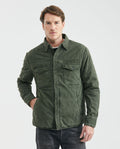 Men's Quilted Square Pattern Jacket Corduroy Details Duck Print Lining