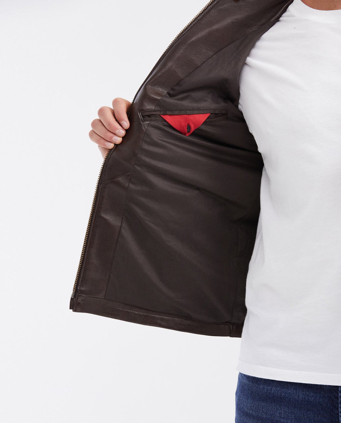 Men's Biker Jacket Lambskin Removable Fleece Hood - 6