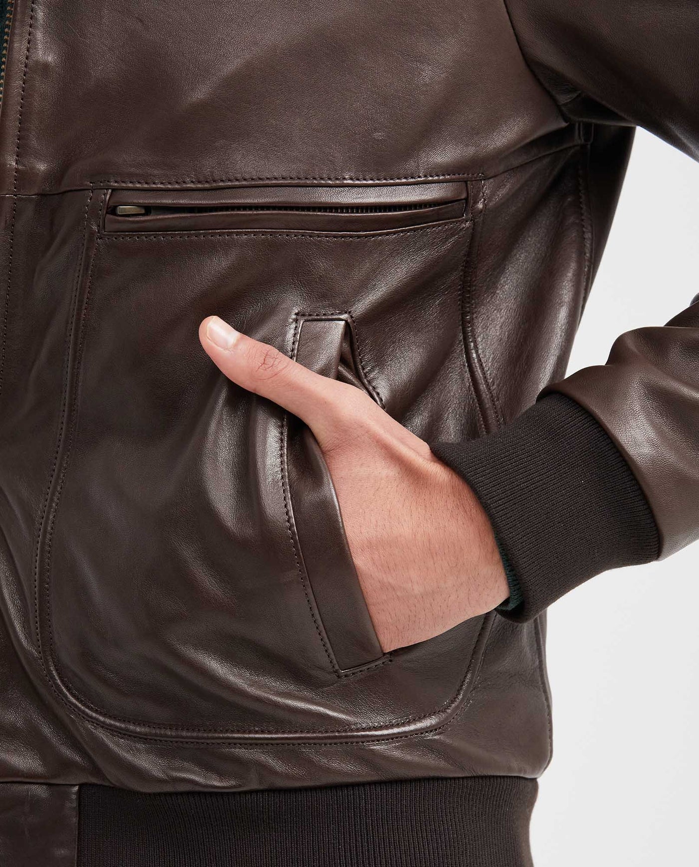 Men's Aviator Biker Jacket Removable Sherpa Collar - 4