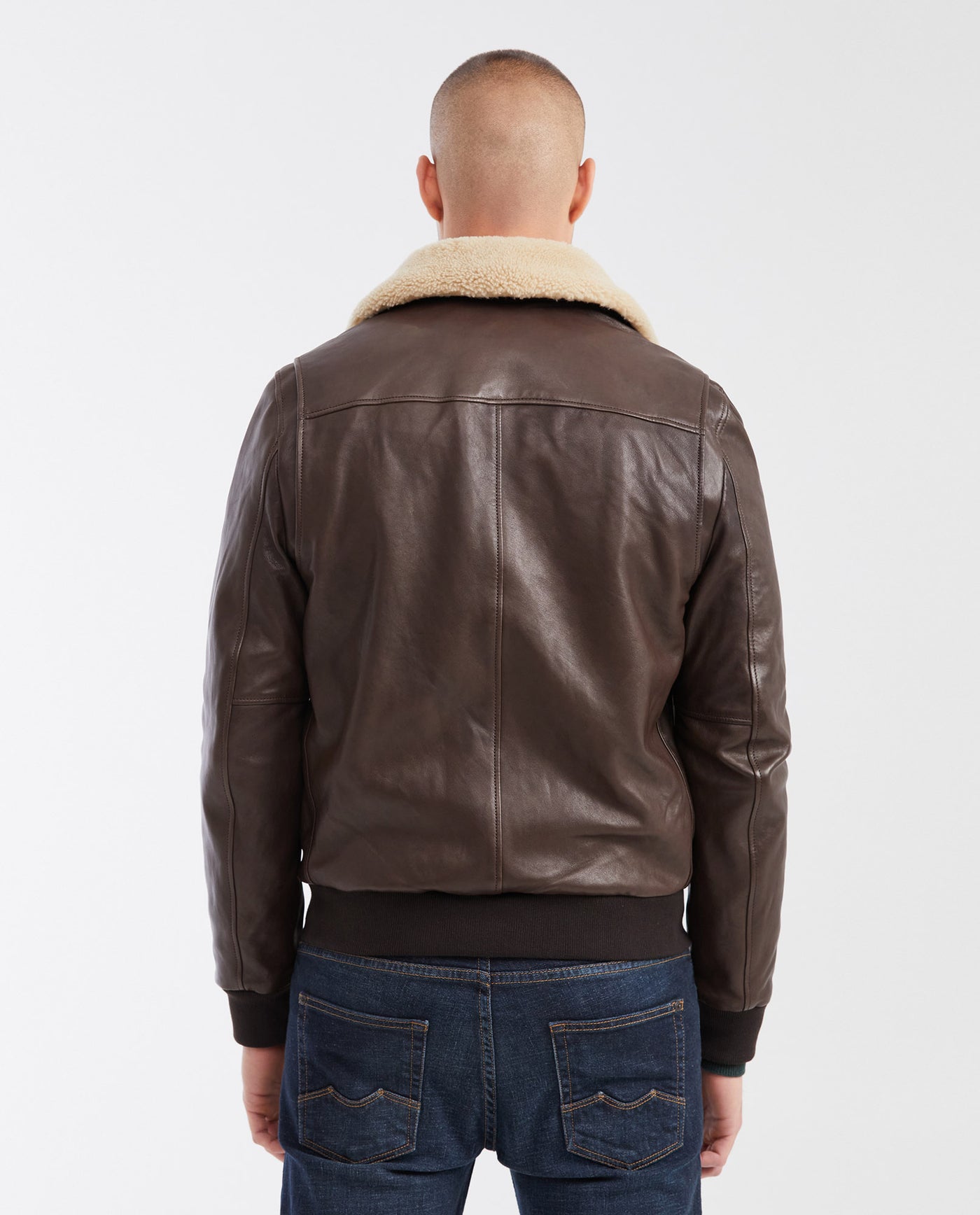 Men's Aviator Biker Jacket Removable Sherpa Collar - 6