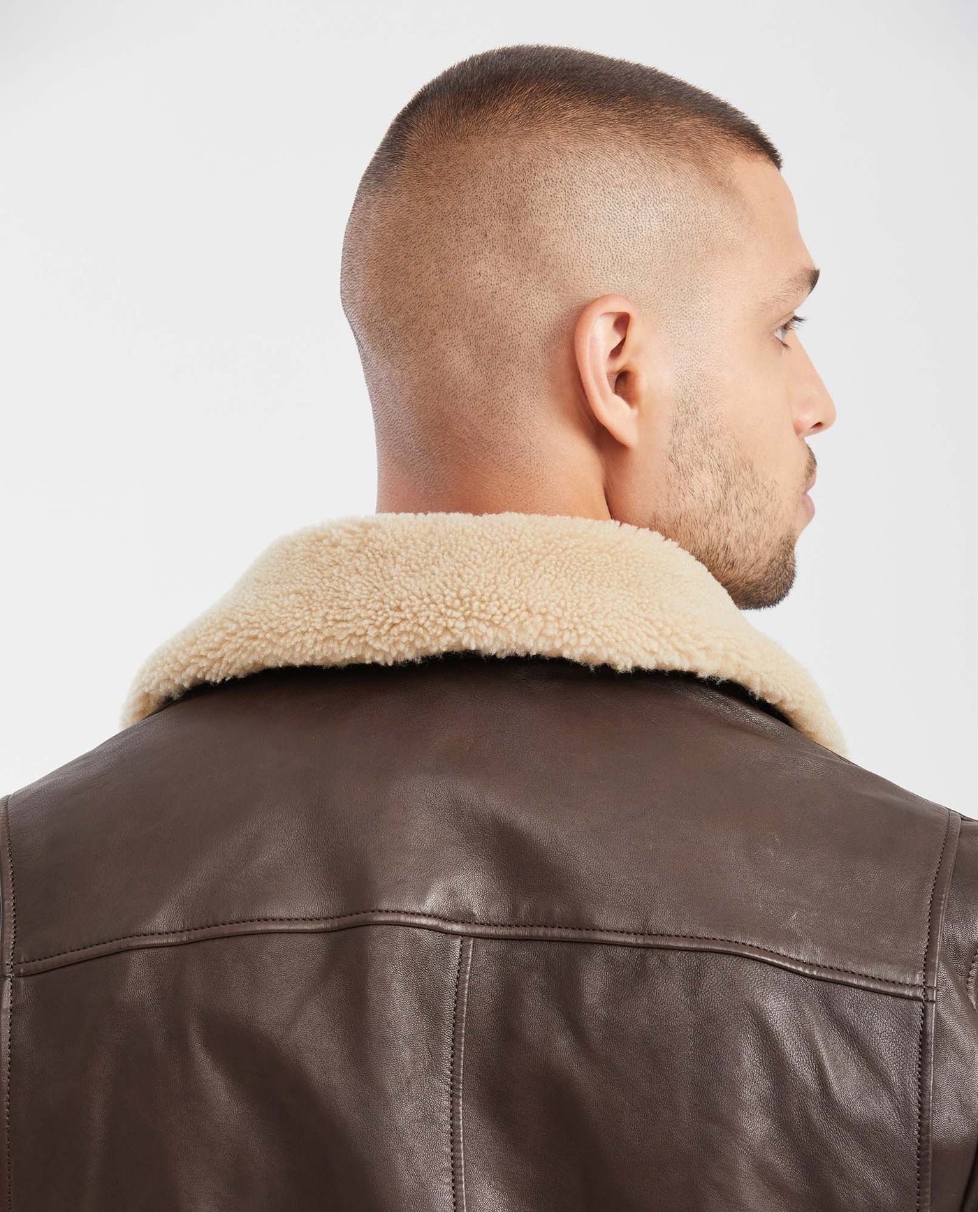 Men's Aviator Biker Jacket Removable Sherpa Collar - 7