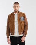 Men's Leather Bomber Jacket - Brown