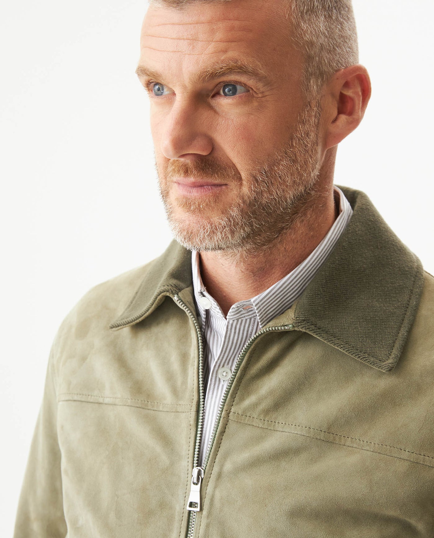 Mens Suede Leather Aviator Jacket, Navigator - Green 63_627G401_VER130711_5