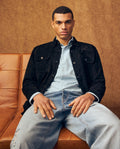 Men's Goatskin Suede Overshirt - Black