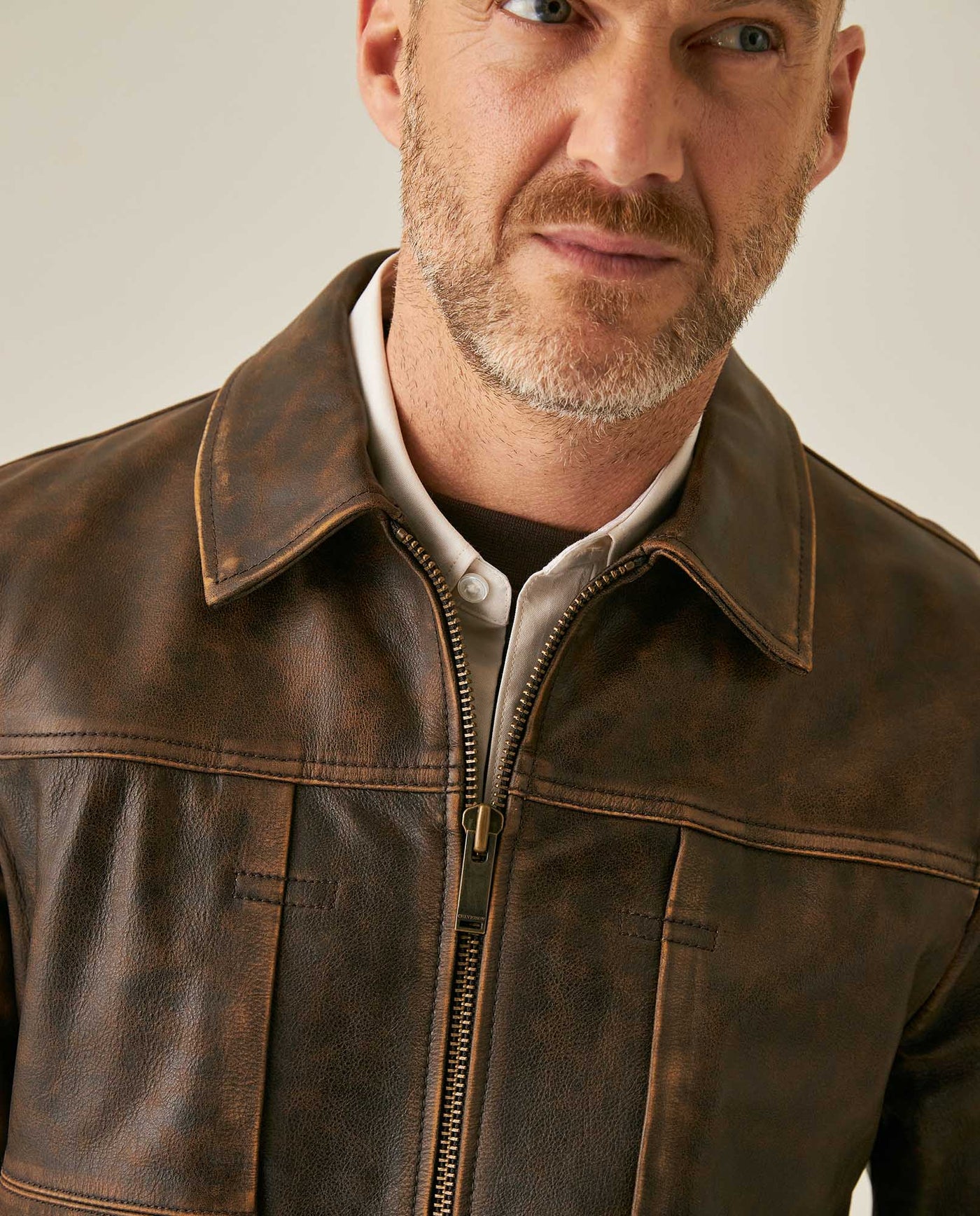 Men´s Trucker Lambskin Leather Jacket - Brown 63_627H204_CAF181222_5