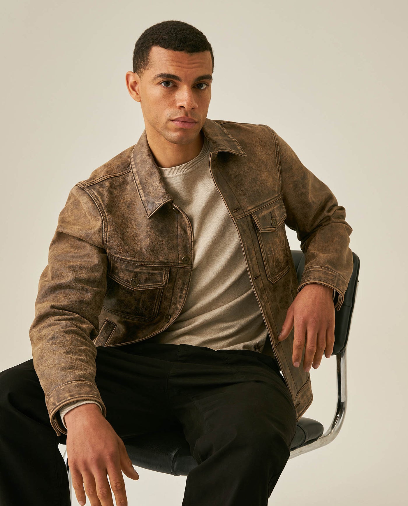 Men´s Sheepskin Trucker Jacket - Brown 63_627H207_CAF170808_4