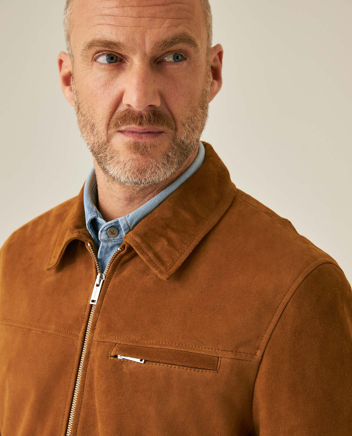 Men's Leather Jacket Suede Goatskin - Brown 63_627H209_CAF171028_5