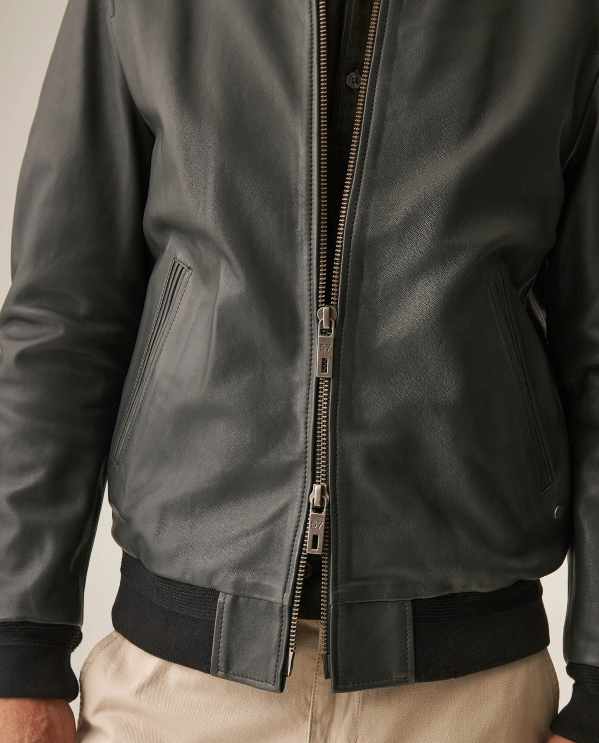 Men's Leather Jacket - Green 63_627H403_VER185621_4