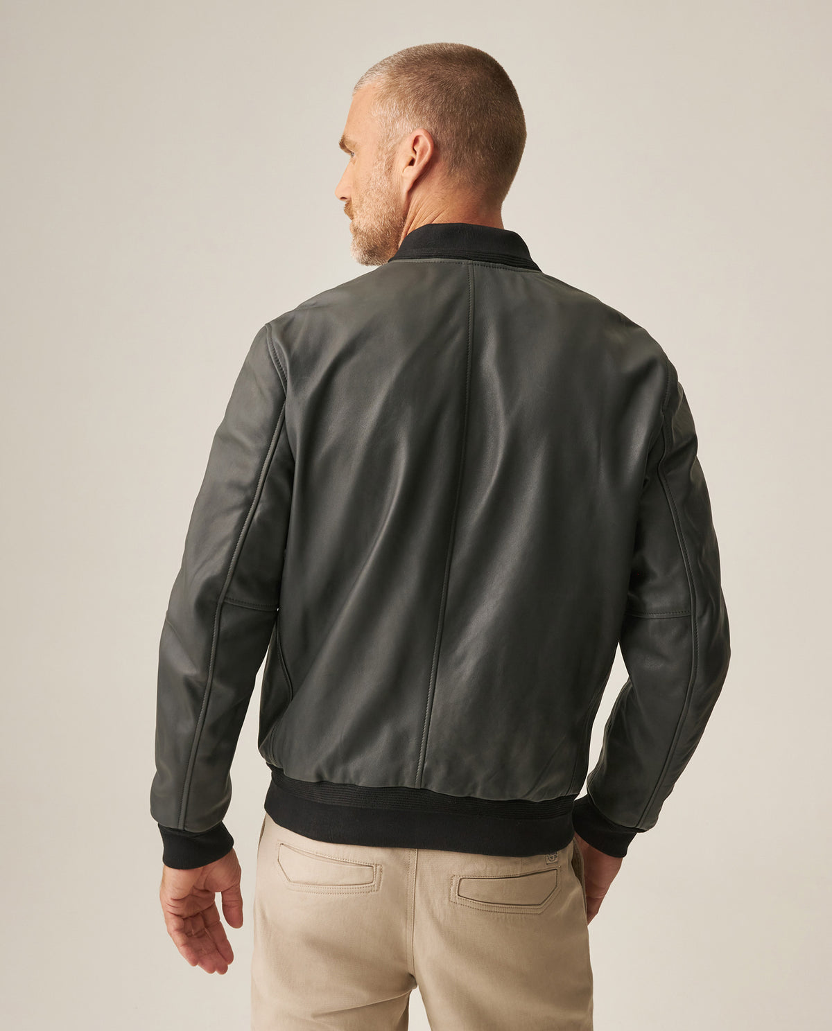 Men's Leather Jacket - Green 63_627H403_VER185621_5