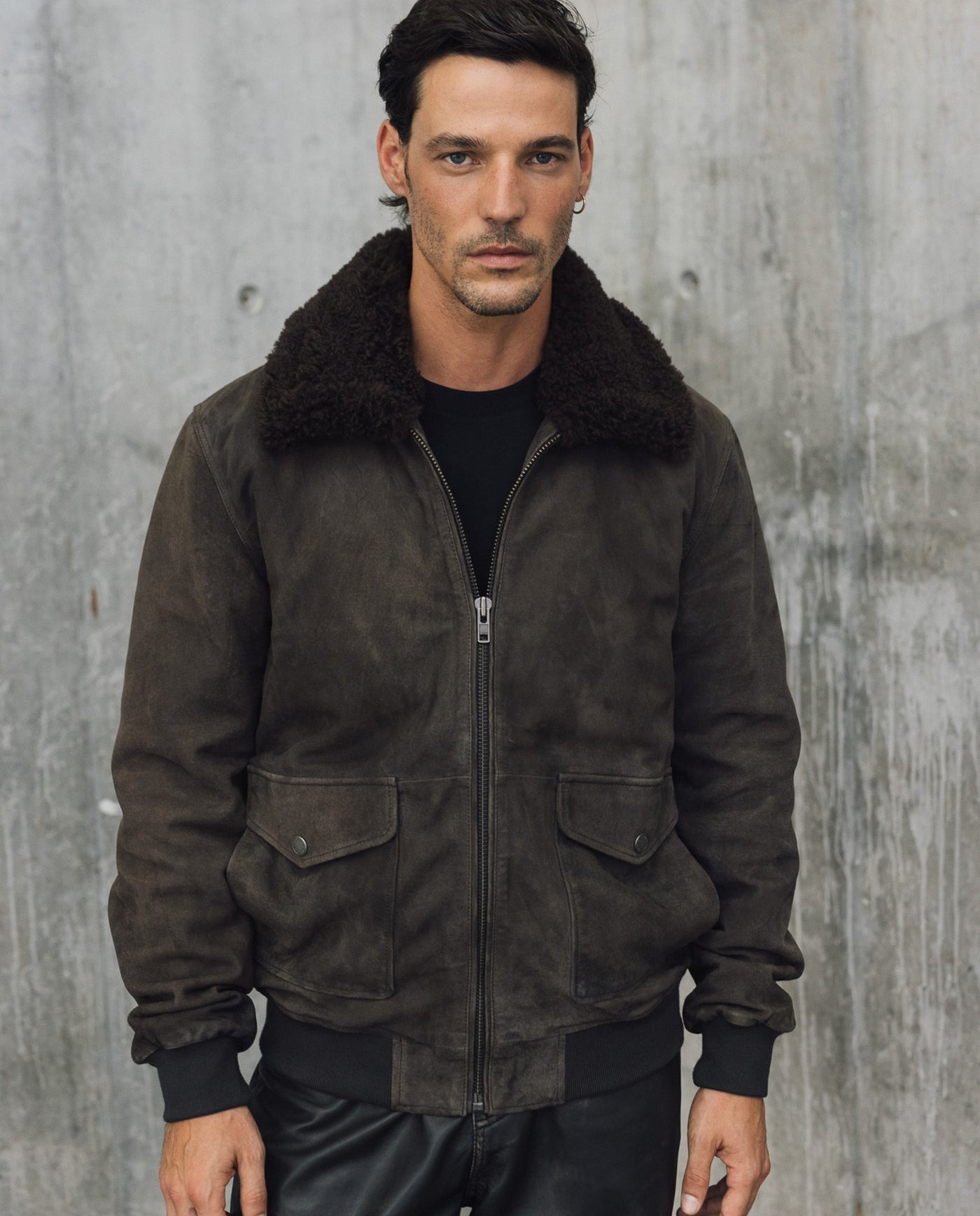 Mens Goat Suede Aviator Jacket - Special Collection - Brown 63_627H503_CAF191327_0