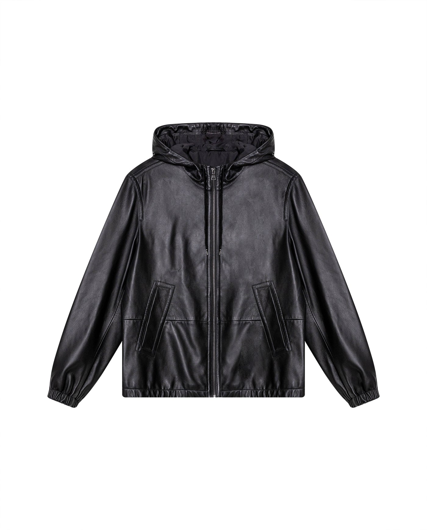 Mens Sheepskin Leather Hooded Bomber Jacket - Special Collection - Black 63_627H508_NEG194007_4