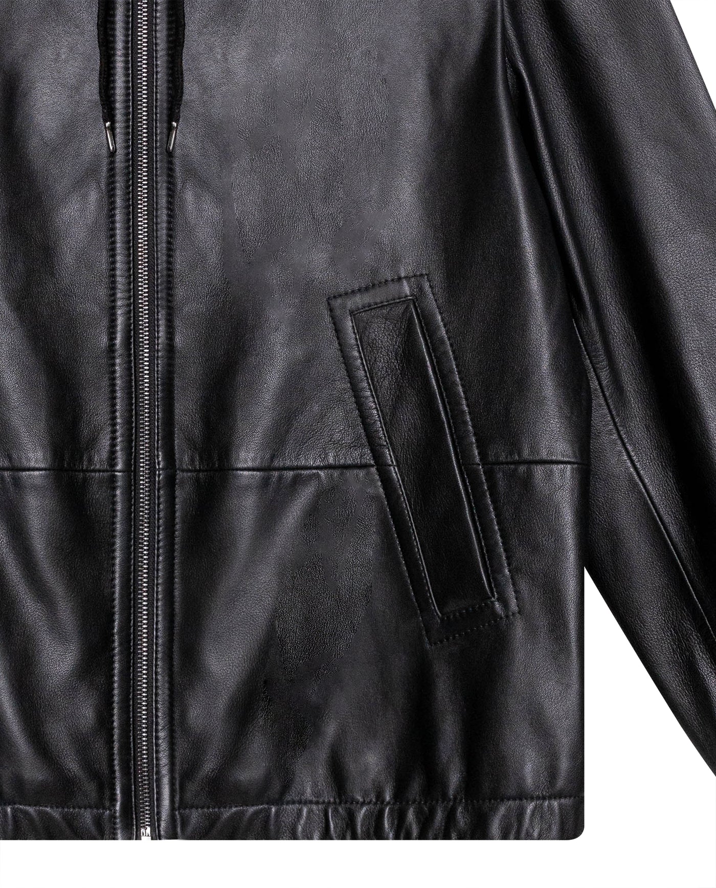 Mens Sheepskin Leather Hooded Bomber Jacket - Special Collection - Black 63_627H508_NEG194007_8