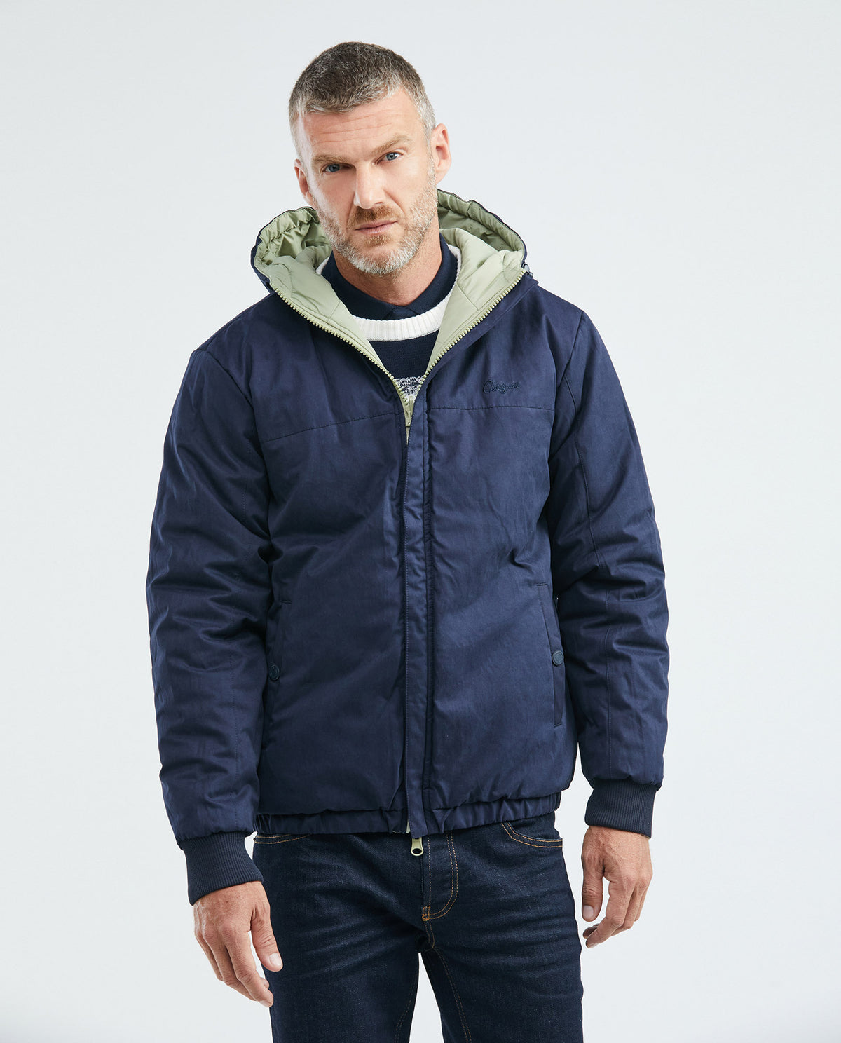 Men's Reversible Hooded Jacket Cargo Pockets Double-Face in Polyamide-Polyester Blend 63_629E008_100000_0