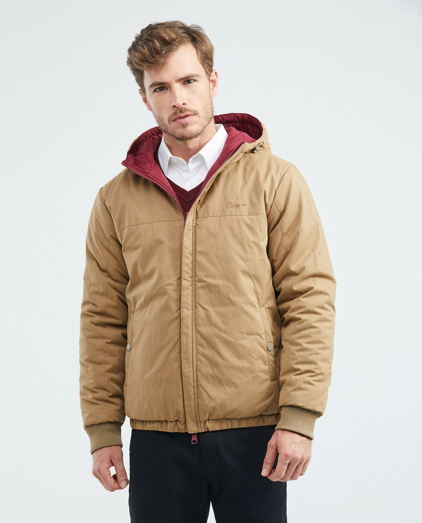 Men's Reversible Hooded Jacket Cargo Pockets Double-Face in Polyamide-Polyester Blend - 6