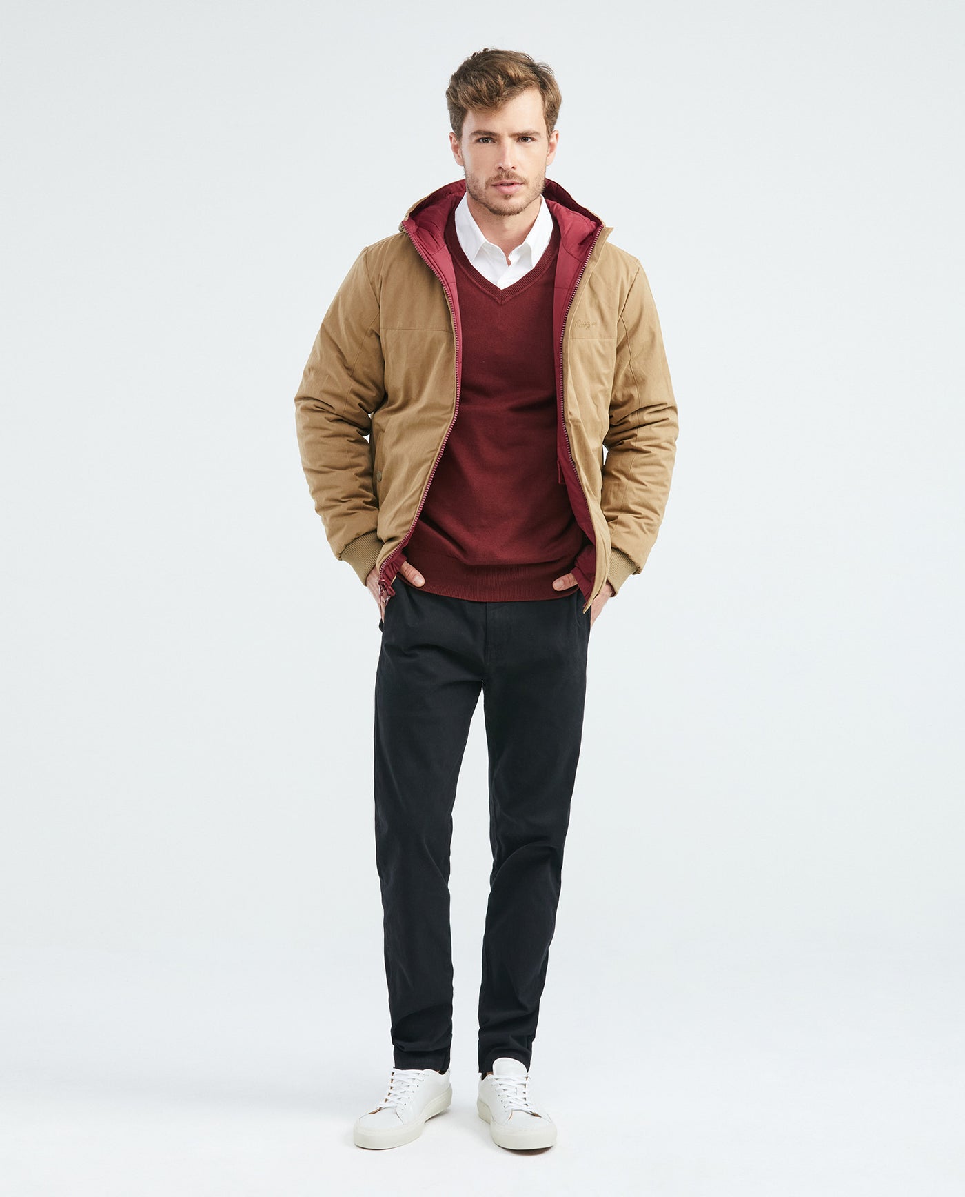 Men's Reversible Hooded Jacket Cargo Pockets Double-Face in Polyamide-Polyester Blend - 7