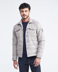 Men's Quilted Jacket Camo Lining Sleeve Embroidered Appliqué in Nylon