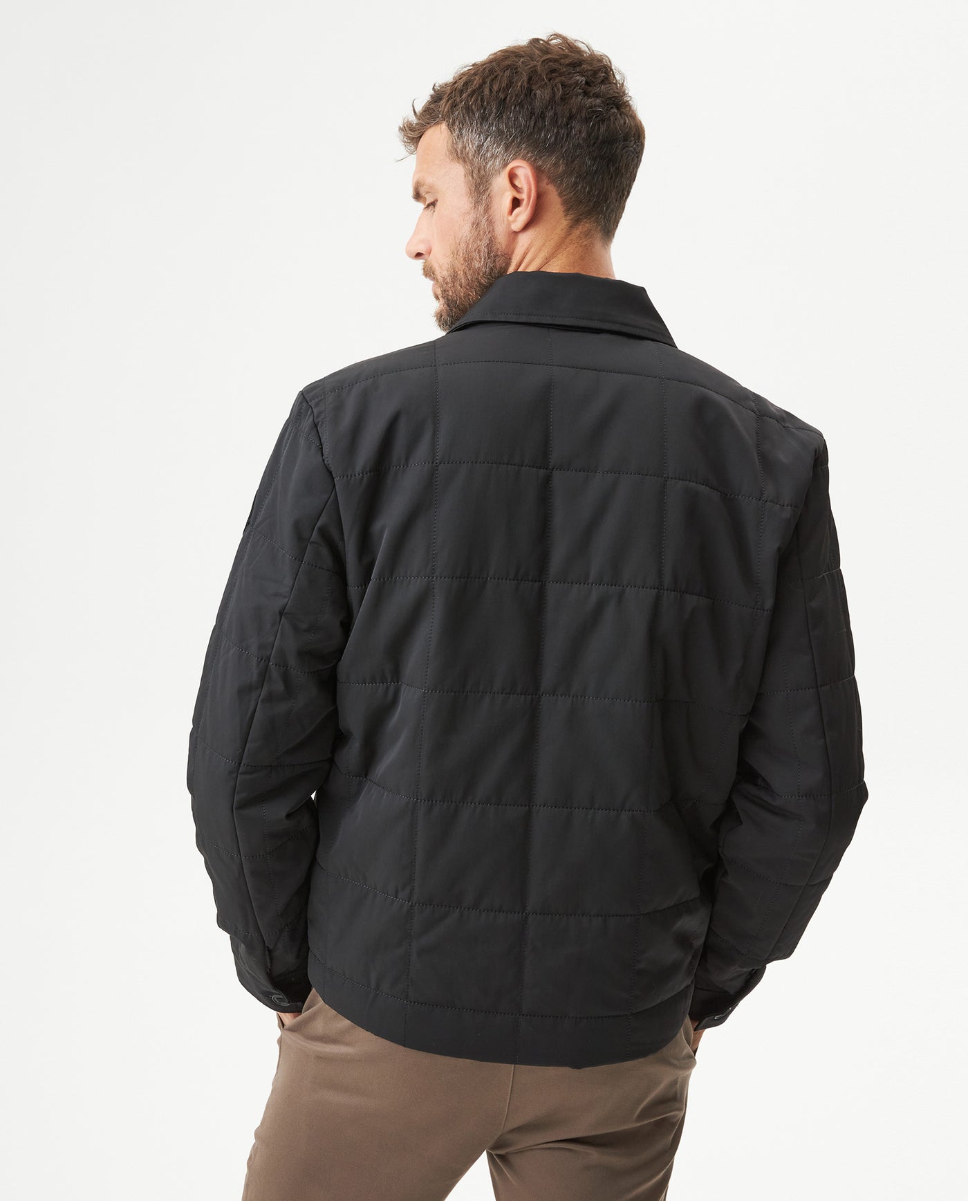 Men's Quilted Aviator Jacket in Cotton-Polyester Blend, Anchor - 5
