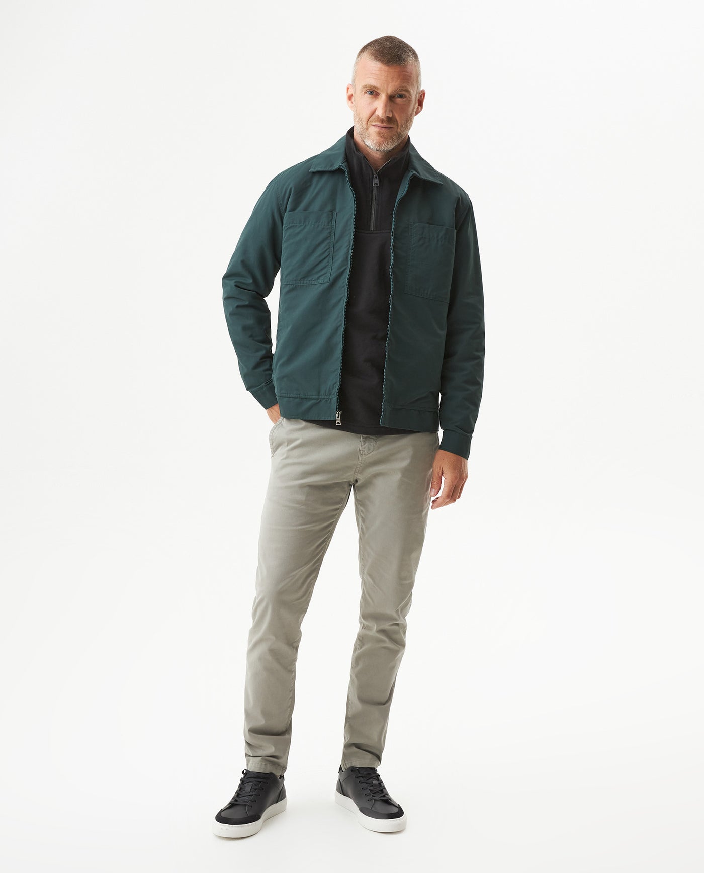Men's Trucker Jacket in Cotton-Nylon Blend, Navigate 63_629G002_VER195350_4