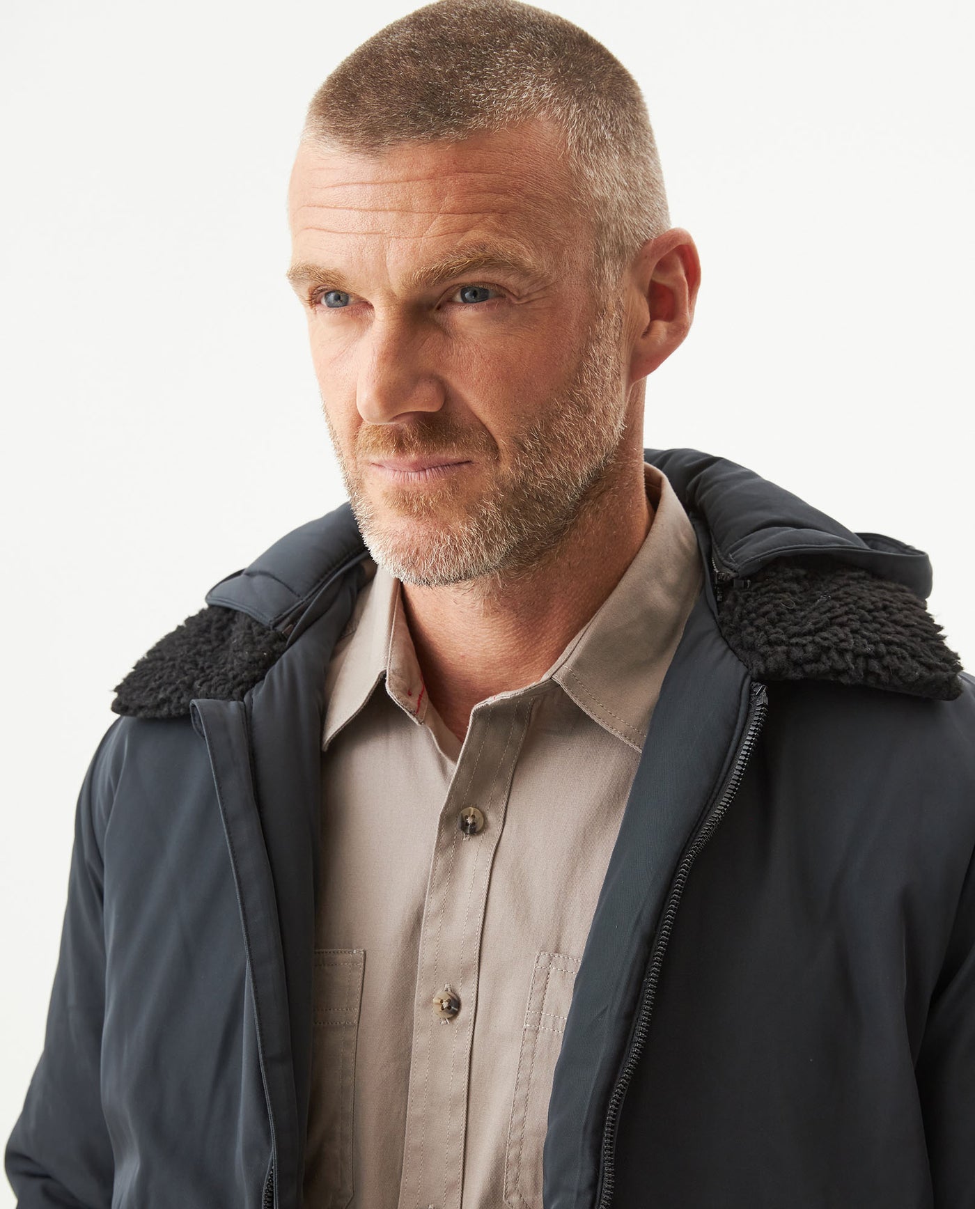 Men's Removable Hood Aviator Jacket in Polyester, Horizon 629G006 - 4