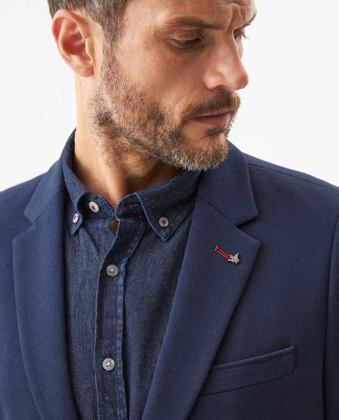 Men's Blazer with Duck Pin in Cotton-Polyester Blend, Maritime 629G009 - 4