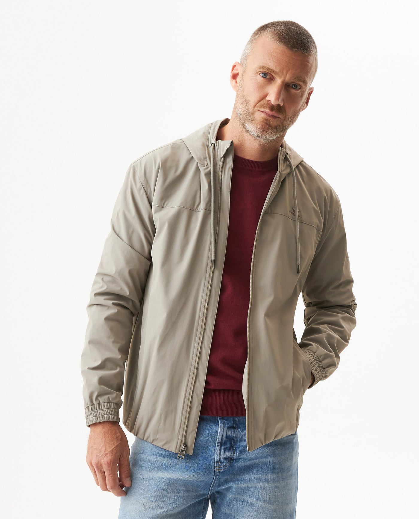 Men's Windbreaker Jacket in Nylon Stretch Blend, Tidewater - 2